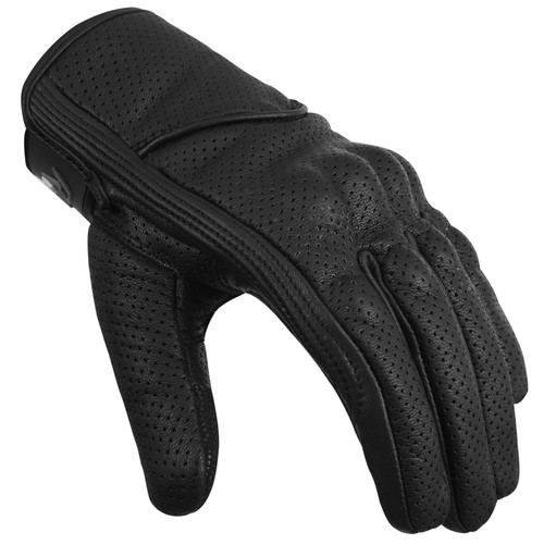 ProSport Touchscreen Perforated Short Wrist Leather Motorcycle Glove