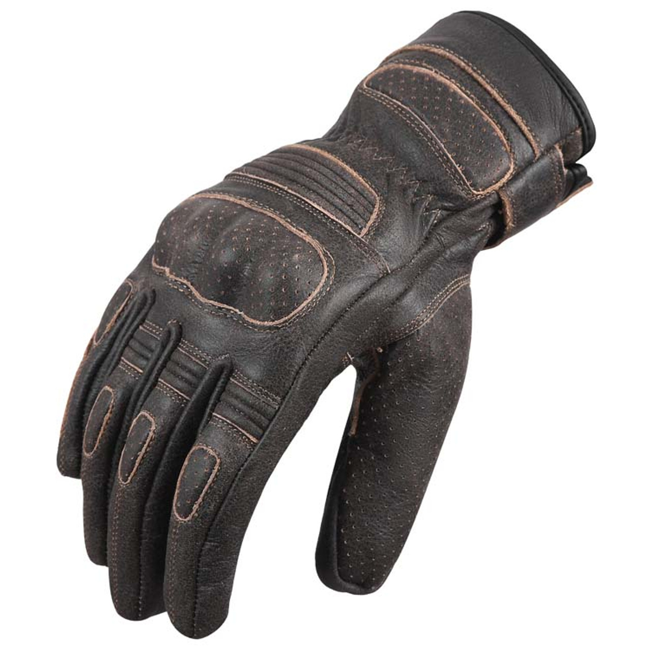 Spider Vintage Style Cruiser Riding Brown leather motorcycle glove