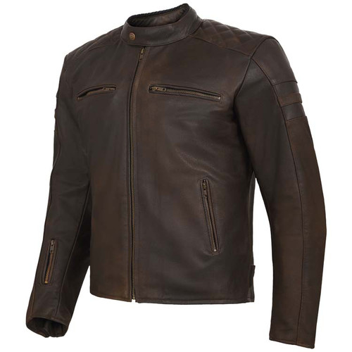 Classic Leather Motorbike Jacket Distressed Brown Full Grain Leather - The Ace