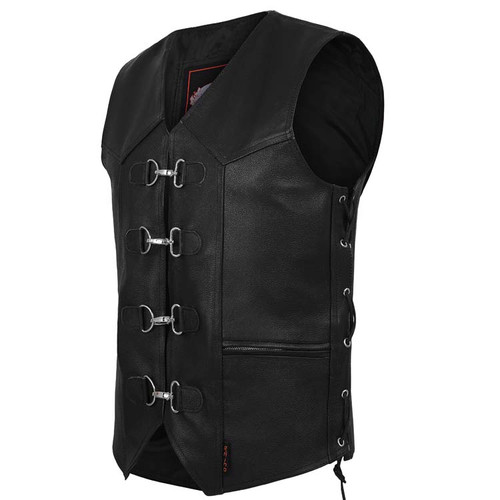 Maverick Buffalo Leather Vest with Metal Clasps
