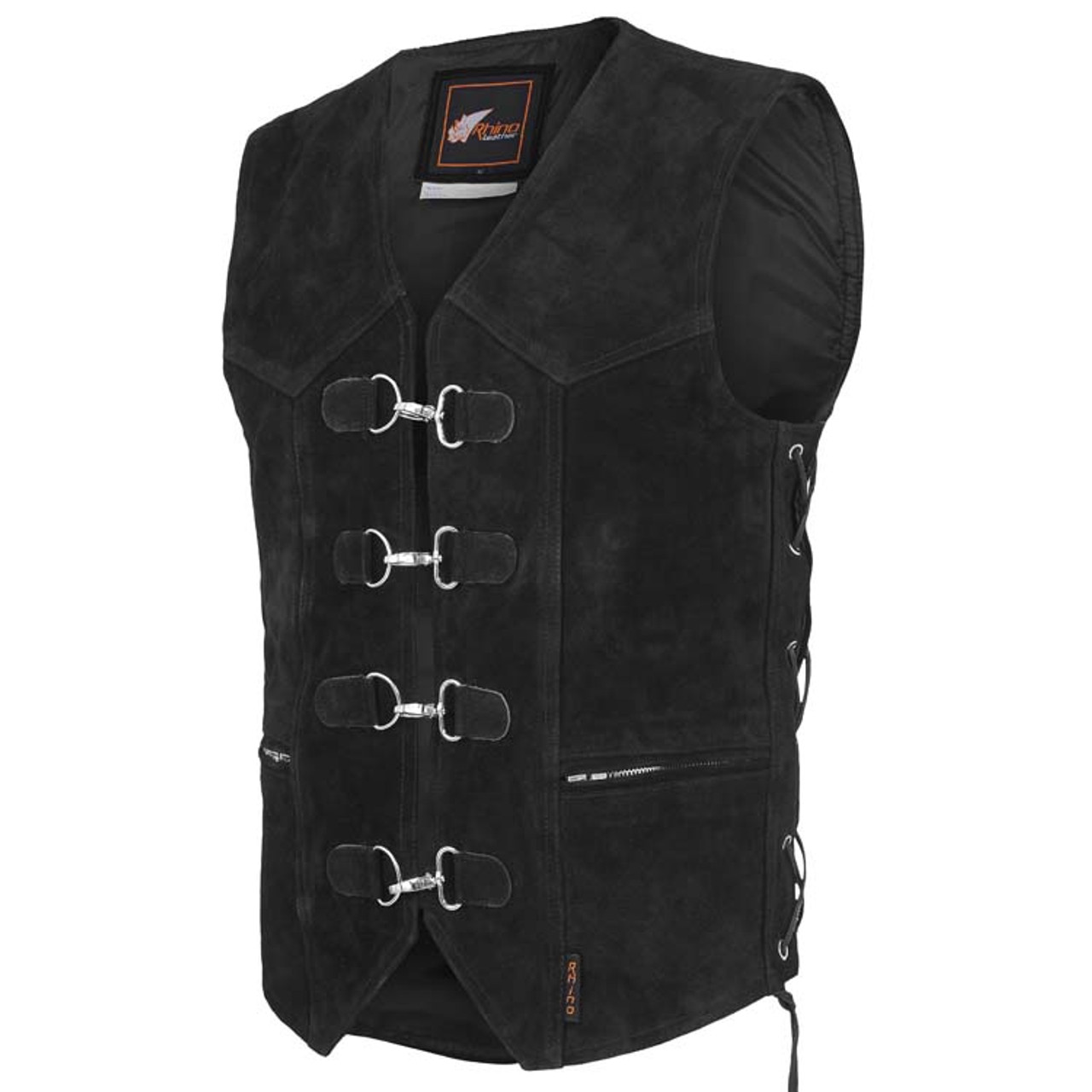 Maestro Suede Buffalo Leather Vest with Metal Clasps