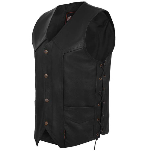 Legacy Buffalo Leather Vest with Antique Brass Hardware and Side Laces